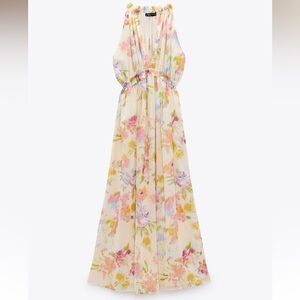 Zara Sleeveless Floral Dress in pink